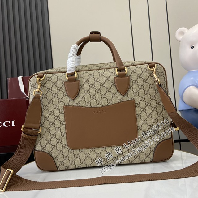 Gucci專櫃古馳最新款Emblem系列男士手提公事包 jh2594型號：821149
